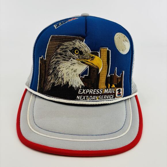 Vintage USPS Express Mail Zip + 4 Bald Eagle men`s One size trucker CAP Hat - Picture 1 of 8